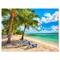 Designart - Blue chairs at the tropical white sand beach - Landscapes Sea & Shore Photographic on wrapped Canvas